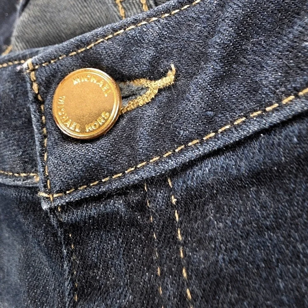 Michael Kors‎ Mens Dark Indigo Skinny Jeans Size 10 Gold Hardware Stretch Denim